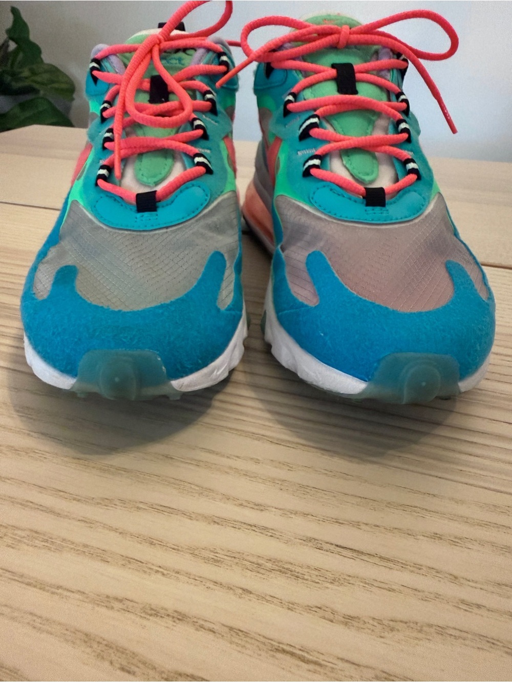 Nike Air Max 270 React Electro Green Lagoon Women’s 7.5 Colorful Sneakers - Picture 4 of 9